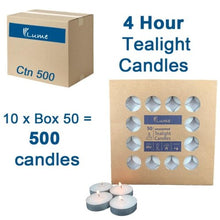 Load image into Gallery viewer, -Lume Tealight Candles 4 Hour Box 50 x 10 Ctn 500 Code: 420103

