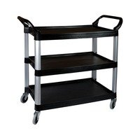 Load image into Gallery viewer, BLACK PLASTIC UTILITY TROLLEY

