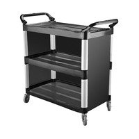 Load image into Gallery viewer, BLACK PLASTIC UTILITY TROLLEY
